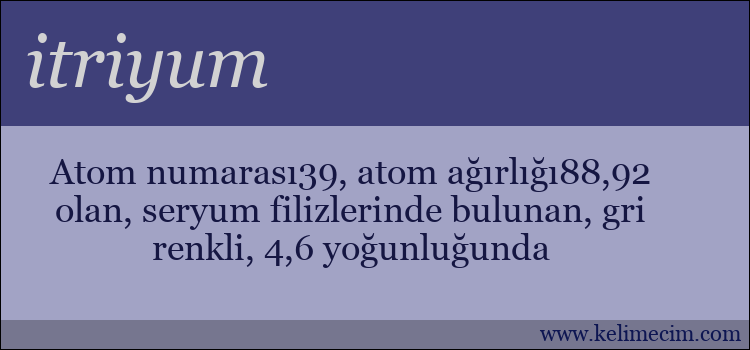 itriyum kelimesinin anlamı ne demek?