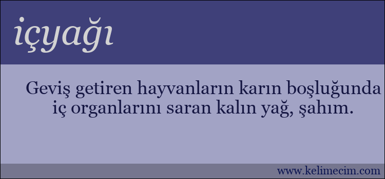 içyağı kelimesinin anlamı ne demek?