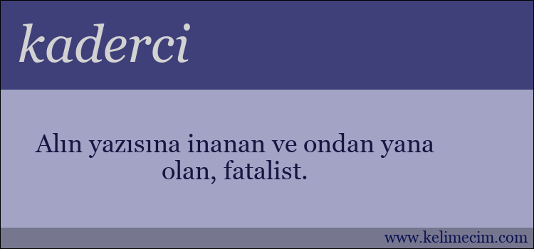 kaderci kelimesinin anlamı ne demek?