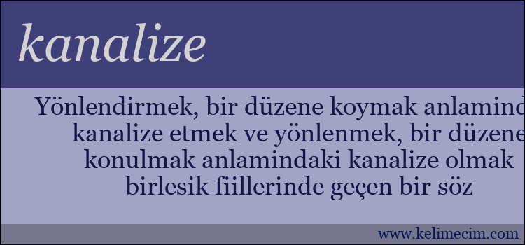 kanalize kelimesinin anlamı ne demek?