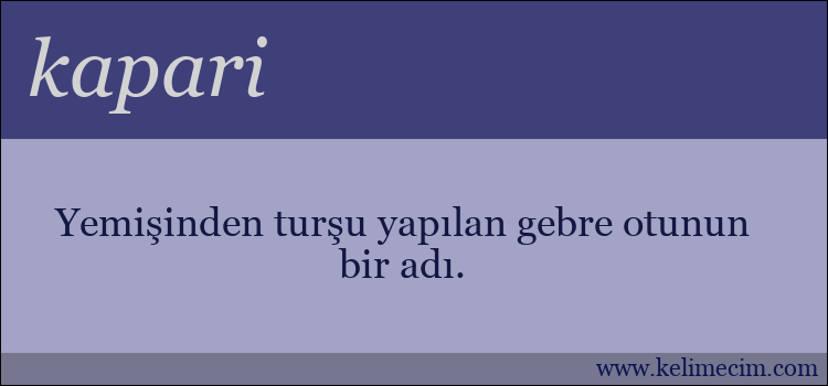 kapari kelimesinin anlamı ne demek?