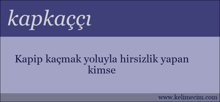 kapkaççı kelimesinin anlamı ne demek?