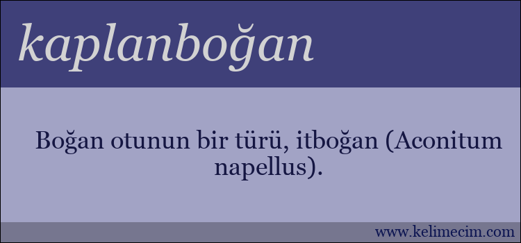 kaplanboğan kelimesinin anlamı ne demek?