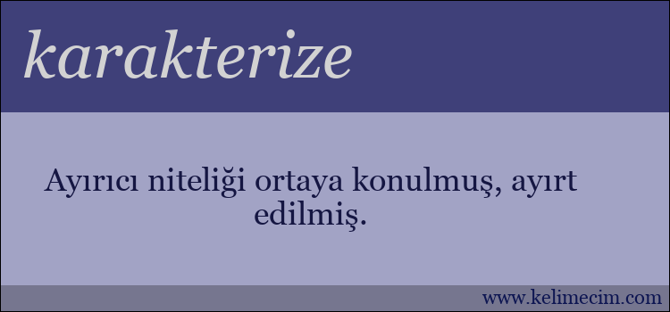 karakterize kelimesinin anlamı ne demek?