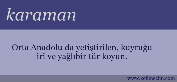 karaman kelimesinin anlamı ne demek?