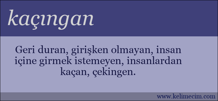 kaçıngan kelimesinin anlamı ne demek?