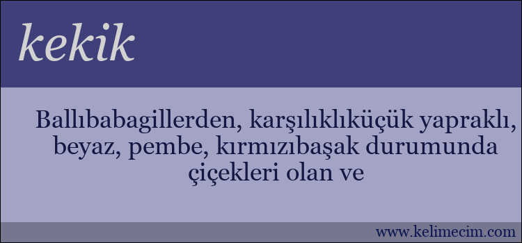 kekik kelimesinin anlamı ne demek?