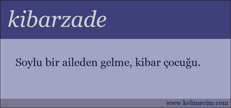 kibarzade kelimesinin anlamı ne demek?