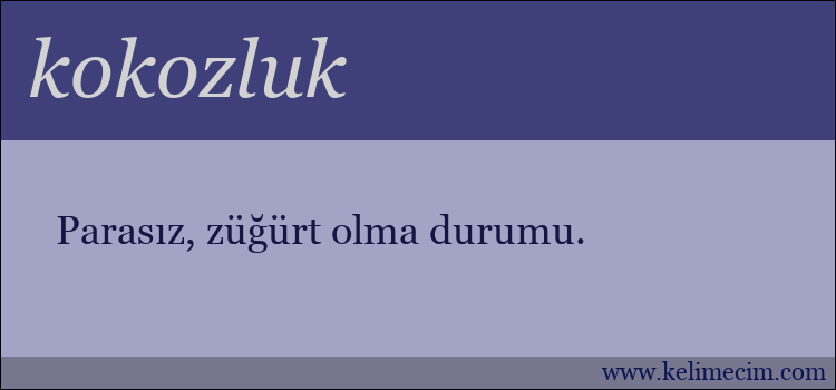 kokozluk kelimesinin anlamı ne demek?