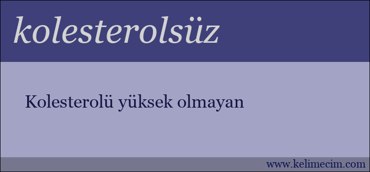 kolesterolsüz kelimesinin anlamı ne demek?