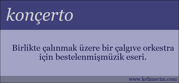 konçerto kelimesinin anlamı ne demek?