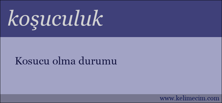 koşuculuk kelimesinin anlamı ne demek?