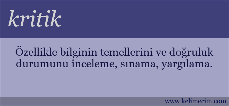 kritik kelimesinin anlamı ne demek?