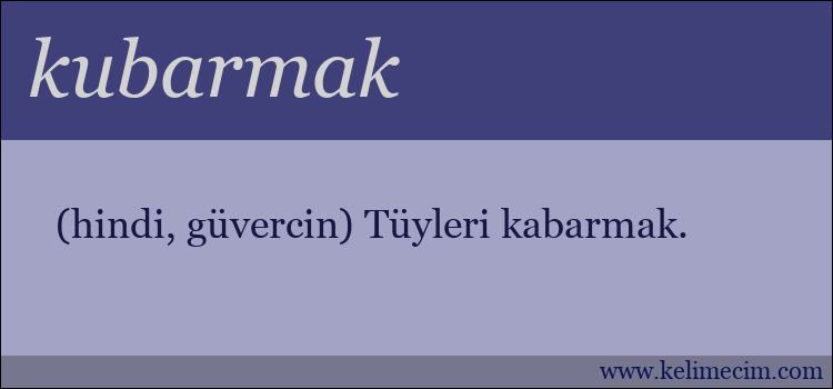 kubarmak kelimesinin anlamı ne demek?