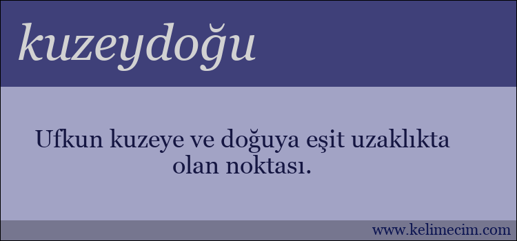 kuzeydoğu kelimesinin anlamı ne demek?