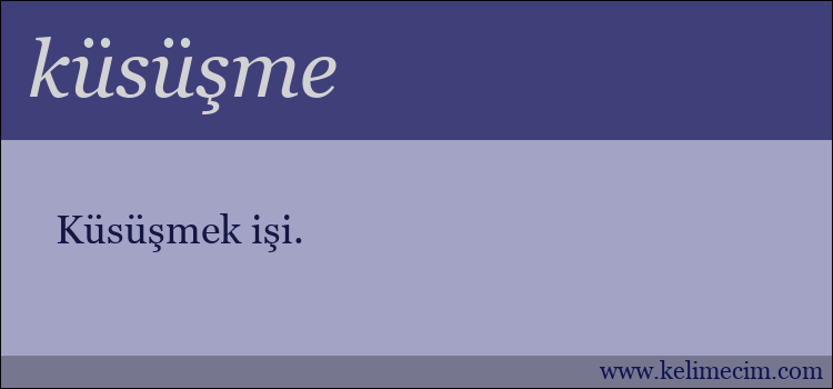 küsüşme kelimesinin anlamı ne demek?