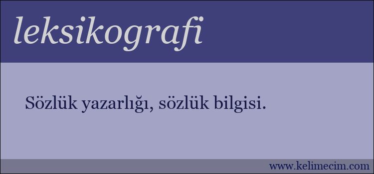 leksikografi kelimesinin anlamı ne demek?