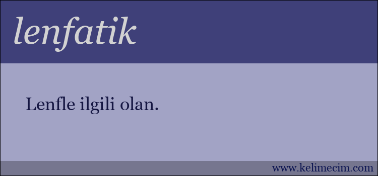 lenfatik kelimesinin anlamı ne demek?