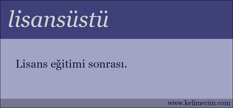 lisansüstü kelimesinin anlamı ne demek?