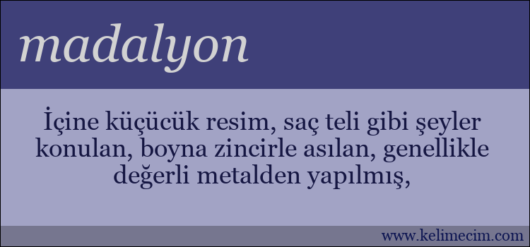 madalyon kelimesinin anlamı ne demek?