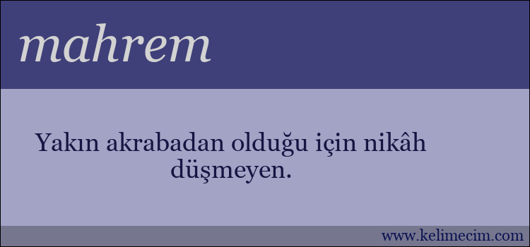 mahrem kelimesinin anlamı ne demek?