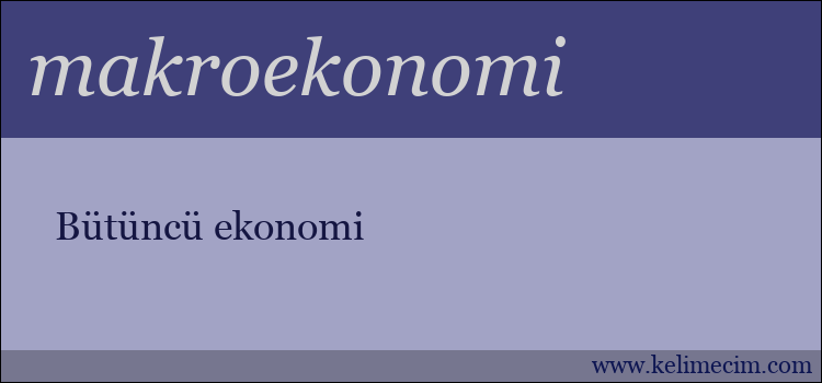 makroekonomi kelimesinin anlamı ne demek?