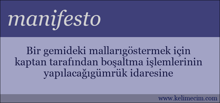 manifesto kelimesinin anlamı ne demek?