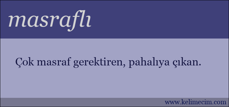 masraflı kelimesinin anlamı ne demek?