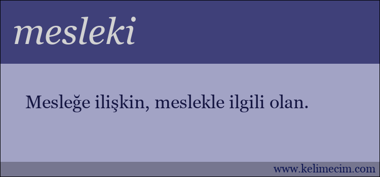 mesleki kelimesinin anlamı ne demek?