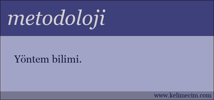 metodoloji kelimesinin anlamı ne demek?