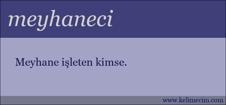 meyhaneci kelimesinin anlamı ne demek?