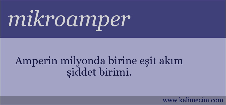 mikroamper kelimesinin anlamı ne demek?