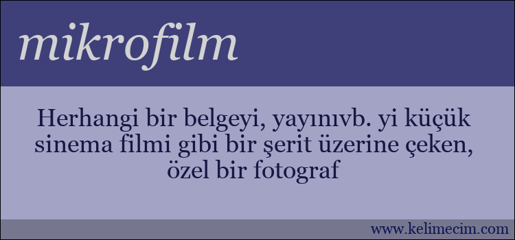 mikrofilm kelimesinin anlamı ne demek?