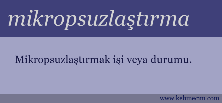 mikropsuzlaştırma kelimesinin anlamı ne demek?