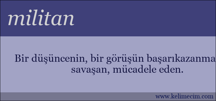 militan kelimesinin anlamı ne demek?