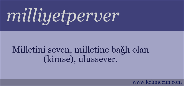 milliyetperver kelimesinin anlamı ne demek?