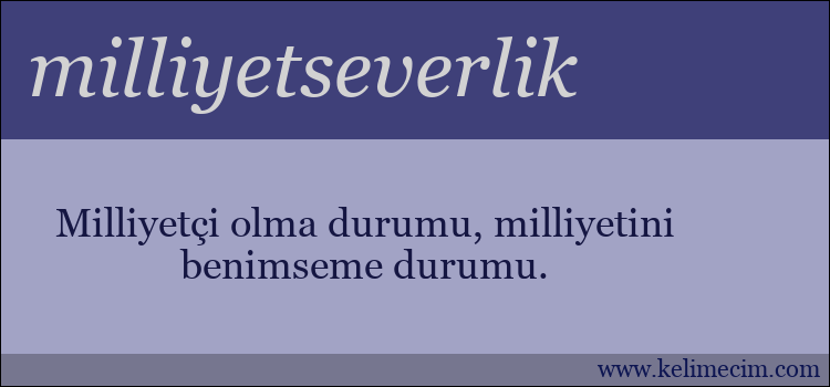 milliyetseverlik kelimesinin anlamı ne demek?