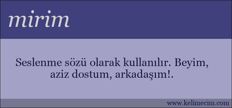 mirim kelimesinin anlamı ne demek?