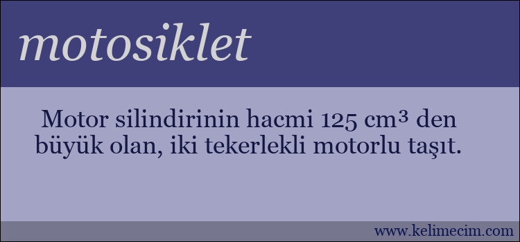 motosiklet kelimesinin anlamı ne demek?