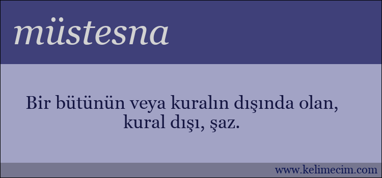 müstesna kelimesinin anlamı ne demek?