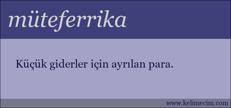 müteferrika kelimesinin anlamı ne demek?