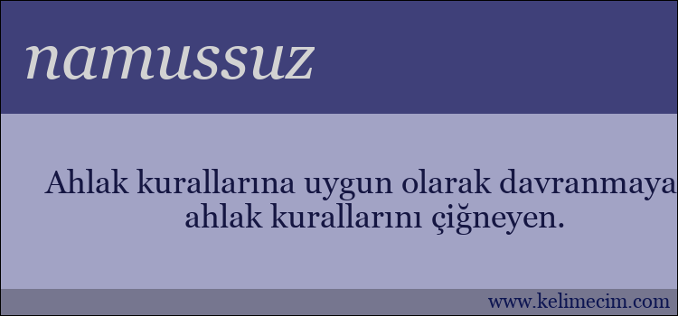 namussuz kelimesinin anlamı ne demek?