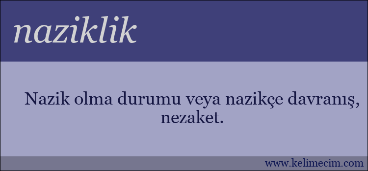 naziklik kelimesinin anlamı ne demek?