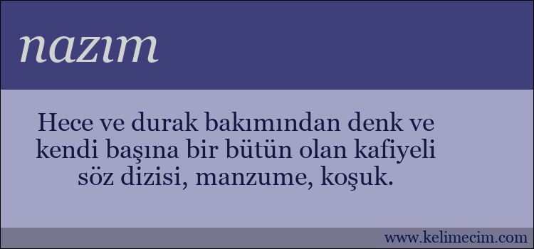 nazım kelimesinin anlamı ne demek?