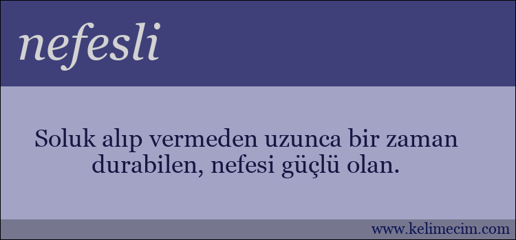 nefesli kelimesinin anlamı ne demek?