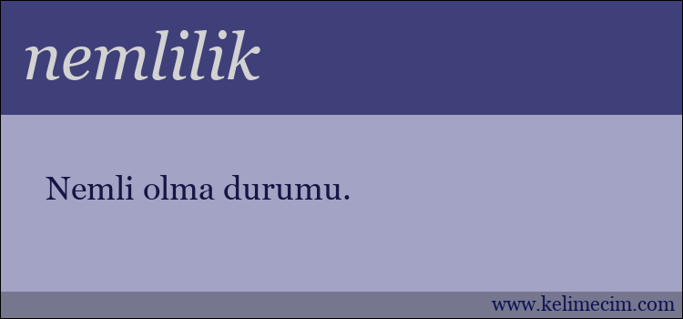 nemlilik kelimesinin anlamı ne demek?