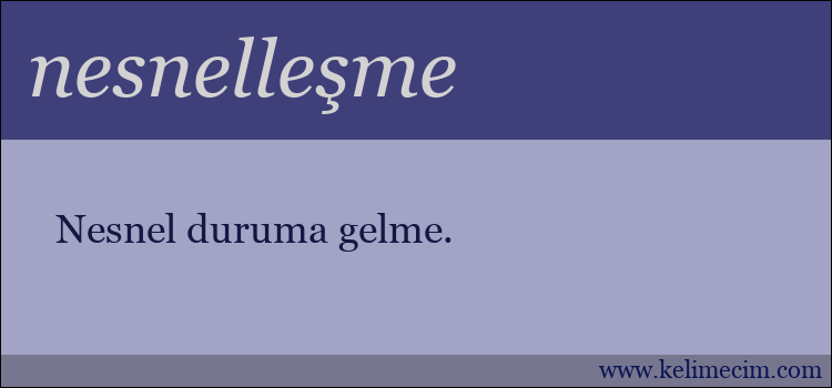 nesnelleşme kelimesinin anlamı ne demek?