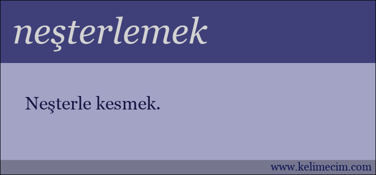 neşterlemek kelimesinin anlamı ne demek?