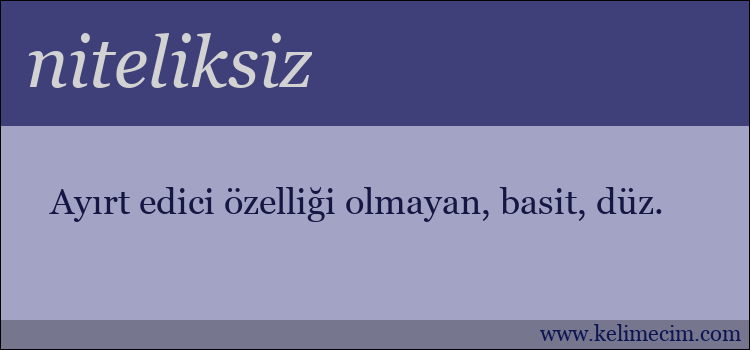 niteliksiz kelimesinin anlamı ne demek?