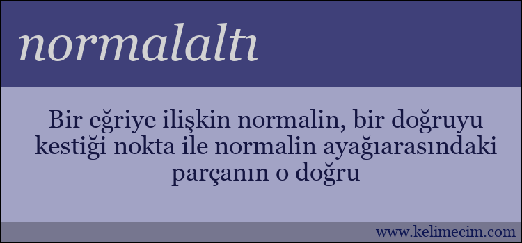 normalaltı kelimesinin anlamı ne demek?